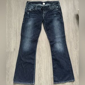 Women's low rise silver jeans